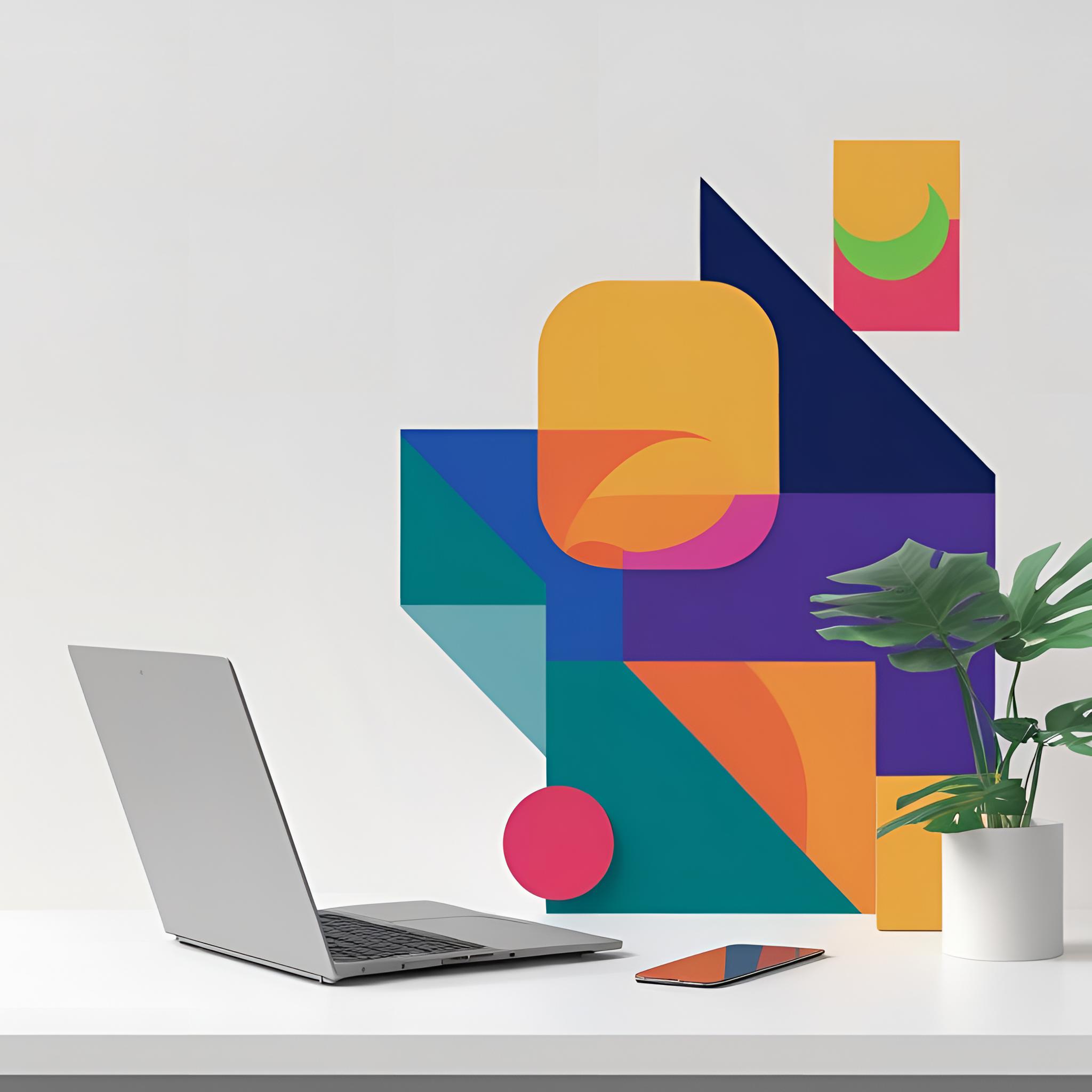 white table and lap top open on the right sideand white background (2)